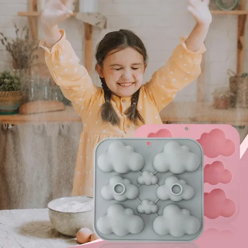 Miniatura 7 de Paquete de 2 moldes de silicona con forma de nube, moldes de chocolate en forma de nube, moldes de gomitas de nubes 3D, moldes de silicona