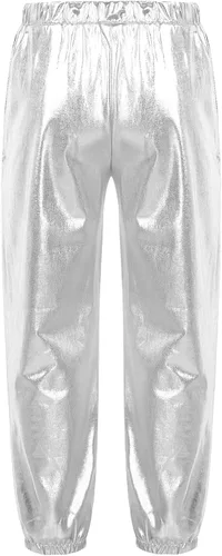Miniatura 4 de Pantalones de baile metálicos brillantes para niños y niñas, leggings atléticos, hip hop, ropa de baile callejero