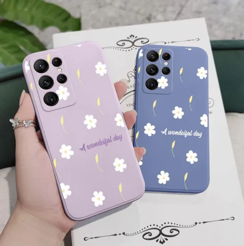 Miniatura 4 de Funda compatible con Galaxy S22 Ultra con bonito patrón de margaritas, protección de lente de cámara, a prueba de golpes, TPU parachoques