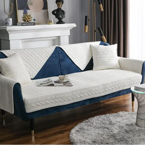Miniatura 18 de vctops Fundas acolchadas de algodón con bordado de algodón para sofá modular, fundas reversibles para sofá modular, protector de muebles para sala