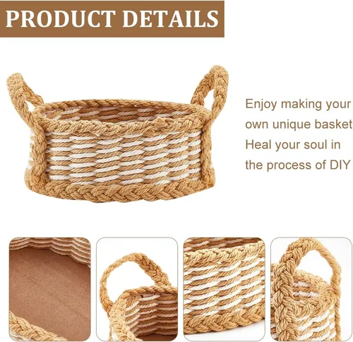 Miniatura 3 de FREEBLOSS Juego de 2 cestas tejidas para bricolaje, kit de tejido de macramé, suministros para hacer cestas, adecuado para proyectos de artes