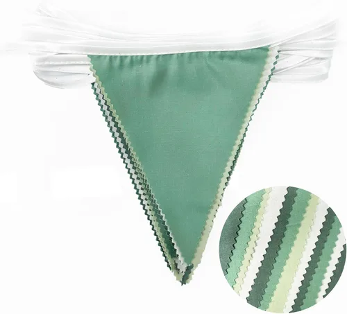 Miniatura 2 de Decoraciones de fiesta verde salvia de 32 pies, bandera triangular verde aguacate, banderines de tela, banderines para cumpleaños, boda, baby