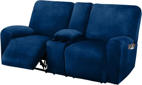 Miniatura 11 de Asiento reclinable con funda de consola central, fundas de sofá reclinable de terciopelo de 8 piezas, fundas de sofá reclinable de 2 plazas, funda
