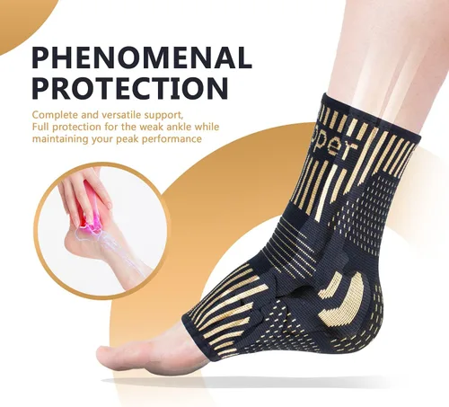 Miniatura 5 de Lusenone Tobillera de cobre para hombres y mujeres (par), los mejores calcetines de compresión de tobillo para fascitis plantar, esguince