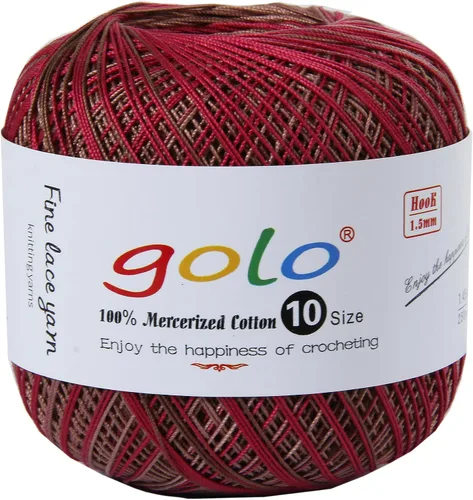 Miniatura 124 de Golo - Bolas de hilo para crochet de algodón tamaño 10, color algodón para crochet D-Fresa D078-fresa