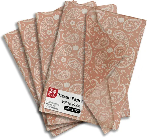 Miniatura 10 de Pro Supply Global Papel de seda impreso con hojas de otoño para bolsas de regalo o cajas y envoltura, papel de seda decorativo de otoño a granel