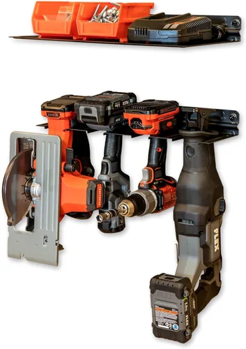 Miniatura 9 de StoreYourBoard Organizador de herramientas eléctricas, estante de almacenamiento de garaje de montaje en pared, acero sólido