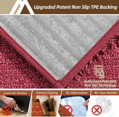 Miniatura 17 de COSY HOMEER - Alfombra antideslizante para escaleras, para interiores y escalones de madera, para niños y perros, 100 % poliéster, base de Beige