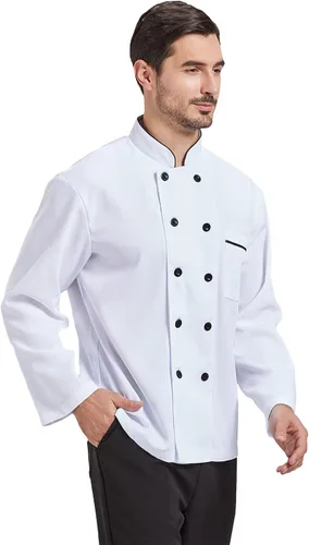 Miniatura 3 de Nanxson Chaqueta de chef unisex de cocina corta y larga para hombres y mujeres CFM0001