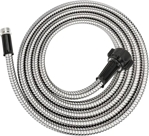 Miniatura 11 de Yanwoo Manguera de jardín corta de acero inoxidable 304 de 3 pies con conector hembra a macho, manguera de agua, manguera de metal, manguera