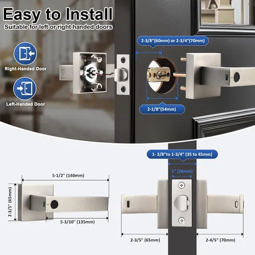Miniatura 4 de KNOBWELL Cerradura de puerta inteligente de huellas dactilares con control de aplicación, cerradura de puerta inteligente, perilla de puerta Plateado