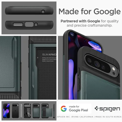 Miniatura 7 de Spigen Slim Armor CS - Funda diseñada para Pixel 9 Pro XL (2024) [protección de grado militar] - Abyss Green