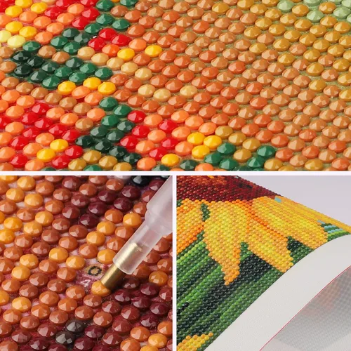 Miniatura 5 de SENQAO Kits de arte de diamantes de girasoles para adultos, pinturas de puntos de diamante de perforación completa para principiantes, pintura