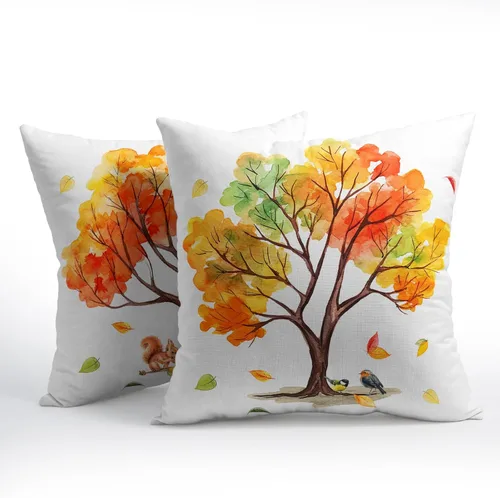 Miniatura 2 de Fundas de almohada de otoño de 18 x 18 pulgadas, fundas de almohada de otoño de lino y algodón, juego de 2 fundas de almohada de árboles coloridos