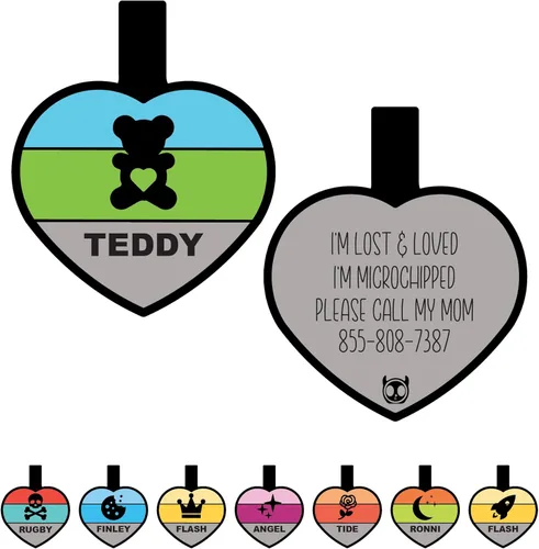 Miniatura 9 de Placa silenciosa para perro personalizada con 5 líneas de identificación de mascotas de silicona duradera y grabada profundamente, diseño de hueso