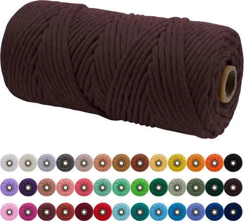 Miniatura 75 de JeogYong Cordón de macramé de un solo hilo 2mm x 164 yardas (492 pies) Cuerda de algodón suave, hilo de macramé 2 mm, suministros de macramé