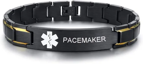 Miniatura 27 de VNOX Pulsera ajustable de acero inoxidable cepillado de 2 tonos con grabado personalizado gratis, identificación de alerta médica, unisex