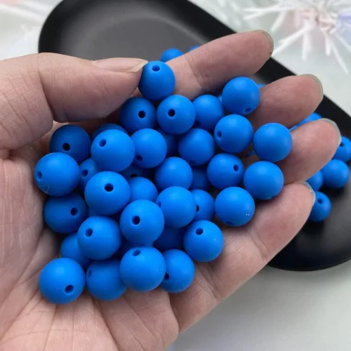 Miniatura 4 de Cuentas de silicona, 70 cuentas redondas de silicona de 0.472 pulgadas para hacer llaveros, pulseras, collares, aretes, joyas, manualidades (azul)
