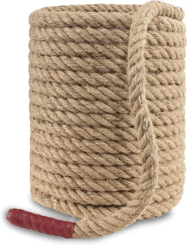 Miniatura 9 de Cuerda Manila de yute natural, 1 1/2 pulgadas x 49 pies, cuerda de cáñamo de fibra trenzada de 4 hebras para deportes, decoración, juguetes