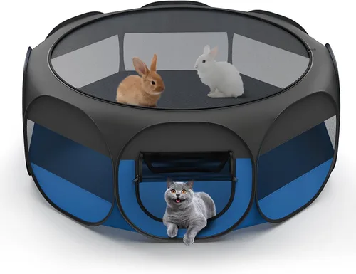 Miniatura 10 de VavoPaw Corralito para Animales Pequeños, Caja de Crianza de Pollos con Tapa Superior, Carpa de Jaula Portátil para Ejercicio al Aire Libre