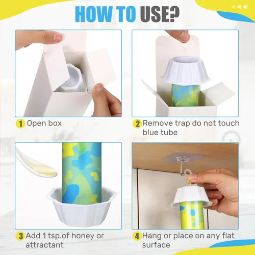 Miniatura 6 de Qualirey Trampa adhesiva para moscas con gancho para colgar, atrapador de vuelo adhesivo para interiores y exteriores, trampa para moscas domésticas