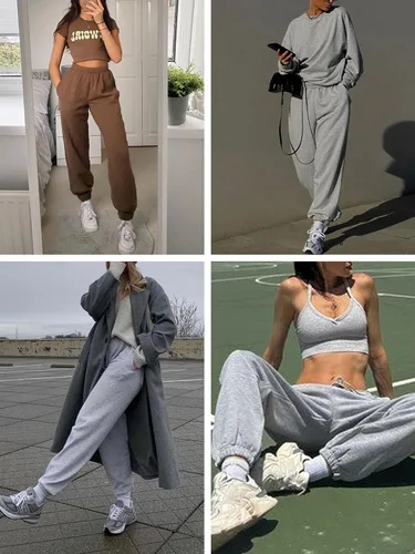 Miniatura 5 de Baccarri Pantalones deportivos casuales de forro polar para mujer, cintura alta, con parte inferior de cincha, pantalones deportivos holgados