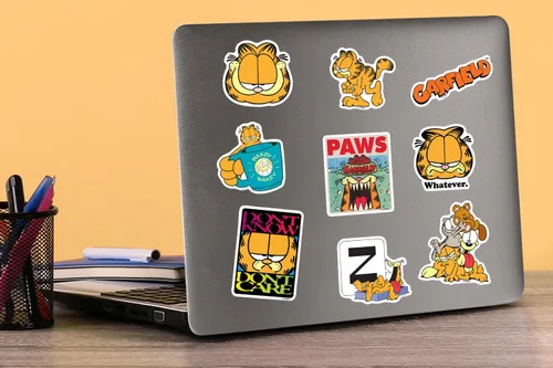 Miniatura 5 de Garfield - Paquete variado de 100 calcomanías de vinilo troqueladas, calcomanías clásicas de personajes de cómics para laptop, botella de agua