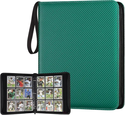Miniatura 61 de GERMUN Carpeta de tarjetas de poliuretano, 16 bolsillos, carpetas de soporte premium para más de 1000 tarjetas, álbum de bolsillo de doble cara
