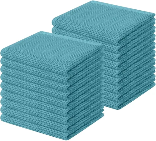 Miniatura 207 de Homaxy Paños de cocina de 100% algodón con tejido de gofre, ultra suaves, absorbentes, de secado rápido, 12 x 12 pulgadas, paquete de 6, amarillo