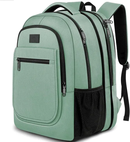 MATEIN Mochila para laptop para mujeres, expandible de 15.6 pulgadas con puerto de carga USB, mochila antirrobo para viajes y escuela, mochila Cian