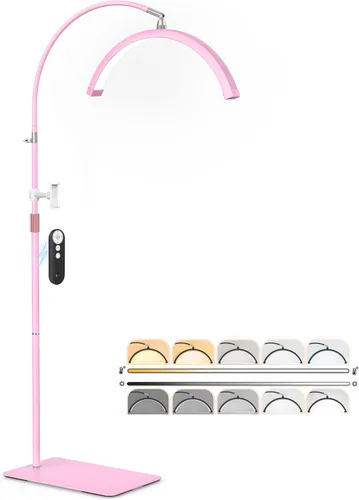 Luz de media luna para tecnología de pestañas, lámpara de pestañas flexible con soporte para teléfono para arte de pestañas, tatuajes de uñas,