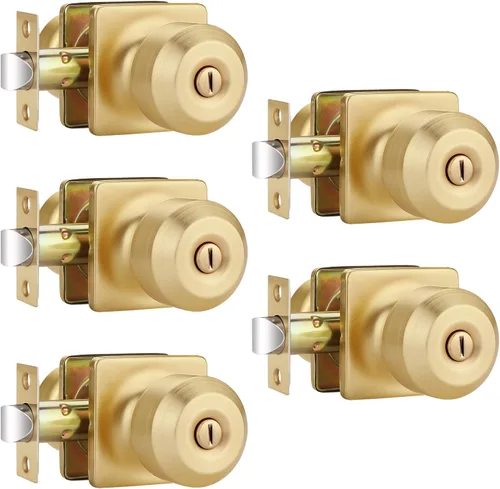 Miniatura 34 de EHOMEWARE Paquete de 2 pomos de puerta interiores, manija de puerta negra con cerradura, pomo de puerta de dormitorio/baño sin llave, pomo redondo