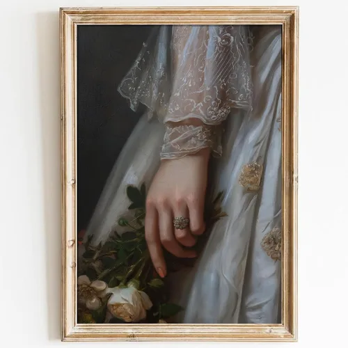 Miniatura 15 de Arte de pared de plumas abstractas, pintura de retrato de mujer, pósteres franceses vintage, pintura de mujeres victorianas, obra de arte de niña