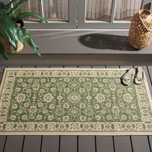 Miniatura 6 de SAFAVIEH Alfombra lavable al aire libre Courtyard Collection - 2'7" x 5', marrón y crema, no desprende pelusa y fácil limpieza, ideal para patio