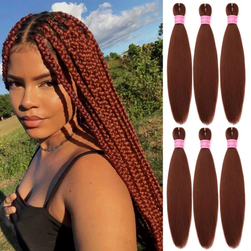 Miniatura 10 de Cabello para trenzar preestirado plateado, 20 pulgadas, 6 paquetes de extensiones de cabello trenzado Ombre preestiradas para mujeres, fibra