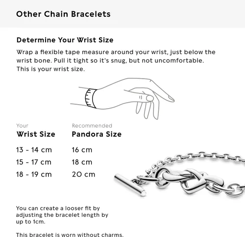 Miniatura 4 de PANDORA Pulsera de plata de ley con barra en T de corazón anudado Metal no aplica