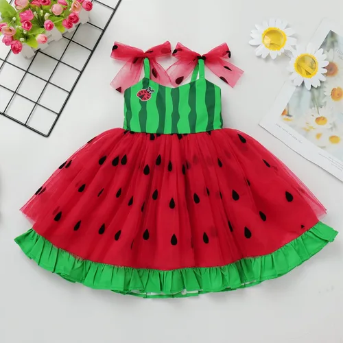 Miniatura 5 de Vestido tutú de verano para niñas pequeñas, sin espalda, vestido de princesa para fiesta de cumpleaños, lentejuelas con volantes, tul con lazo