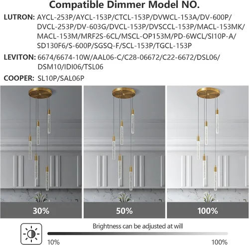 Miniatura 5 de Luminaria Moderna Lámpara Colgante de Isla de Cocina Luz Colgante LED Regulable Dorada Luces Colgantes Mini Iluminación Colgante de Cristal