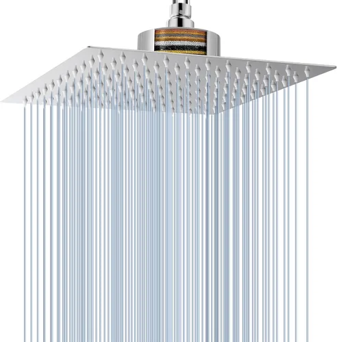 Miniatura 8 de Voolan Cabezal de ducha de lluvia con filtrado - Cabezales de ducha de lluvia grandes de alto flujo hechos de acero inoxidable - Filtro de cabezal