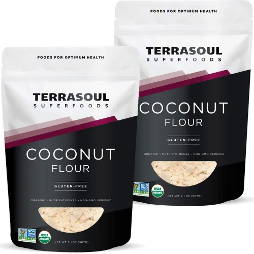 Terrasoul Superfoods Harina de coco orgánica, 4 libras, sin gluten, sin refinar, textura fina, calidad prémium
