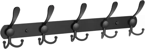 Miniatura 15 de YUNISS Perchero montado en la pared, 3 ganchos triangulares de acero inoxidable para abrigos, sombreros, batas, toallas en recibidor y entrada Negro