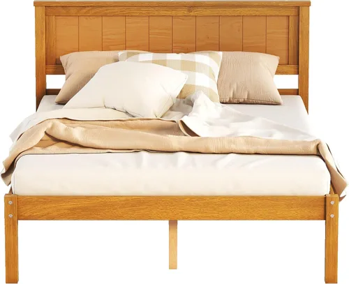 Miniatura 13 de Harper & Bright Designs Base de cama de madera de tamaño individual con cabecero y estribo, no necesita somier, espresso