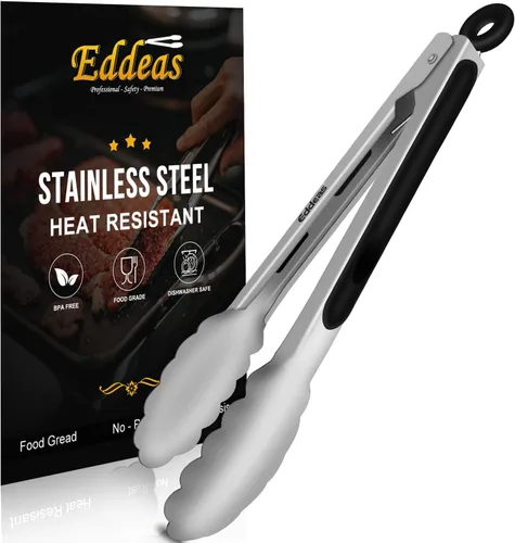 Miniatura 20 de Pinzas para cocinar – Pinzas de cocina de acero inoxidable de 600 grados resistentes al calor, pinzas de bloqueo de metal resistente, perfectas
