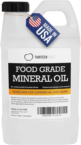 Thirteen Chefs Aceite mineral – Acondicionador de grado alimenticio de 64 onzas para tabla de cortar madera, encimera y bloque de carnicero,