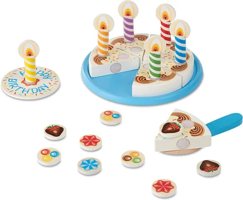 Miniatura 5 de Melissa & Doug, pastel de fiesta de cumpleaños, juego con alimentos, mezclar y combinar, decoraciones para pastel y 7 velas