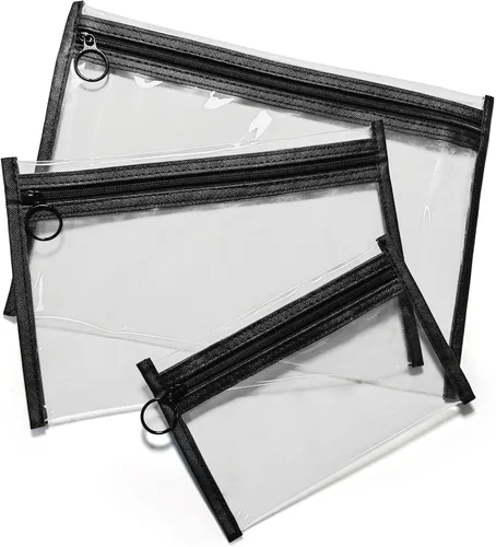 Bolsas de maquillaje transparentes, paquete de 3 pequeñas bolsas de aseo para cosméticos con cremallera, bolsas de viaje transparentes de PVC para