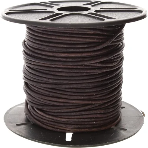 Miniatura 135 de The Beadsmith Cordón de cuero – Negro – Bobina de 0.039 in – 5 yardas/14.8 ft – Tanga de cuero indio ideal para trenzar, cuentas, collares, cordones
