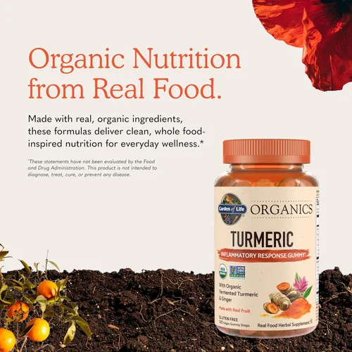 Miniatura 6 de Garden of Life Organics - Gomitas de respuesta antiinflamatoria de cúrcuma, 120 gomitas de frutas reales para niños y adultos, 50 mg de curcumina