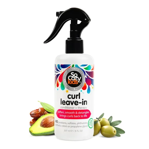 So Cozy Acondicionador sin enjuague en aerosol (8 onzas líquidas) desenredante sin parabenos para cabello rizado de niños, acondicionador profundo y