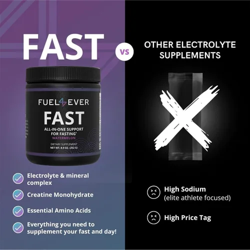 Miniatura 7 de Fuel 4 Ever Rápido - Mezcla de bebidas en polvo con electrolitos en ayuno intermitente, ceto, paleo con 9 aminoácidos esenciales y creatina, sin
